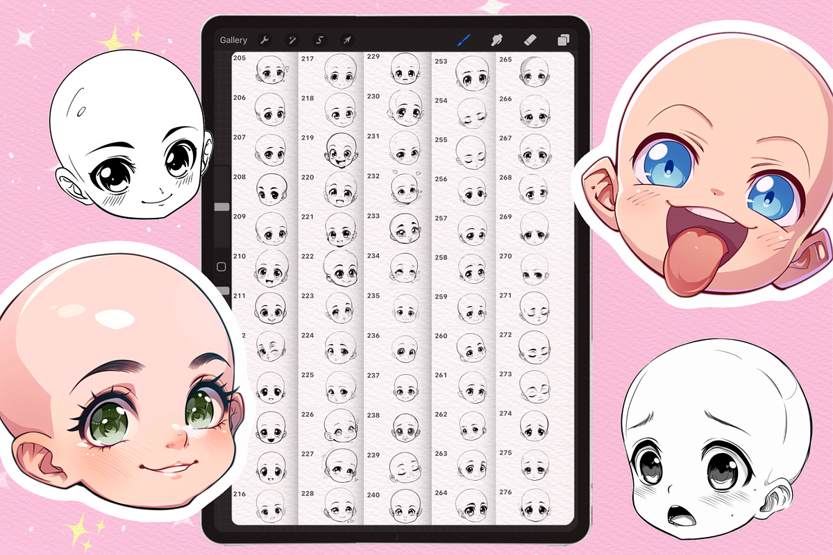 Procreate Chibi face brushes, a Brush Add-On by Revabrush (Photo 5 of 7)