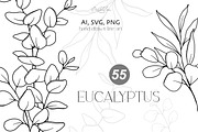 Eucalyptus Greenery Line Art, an Object Graphic by CaraulanStore (Thumbnail 1 of 7)