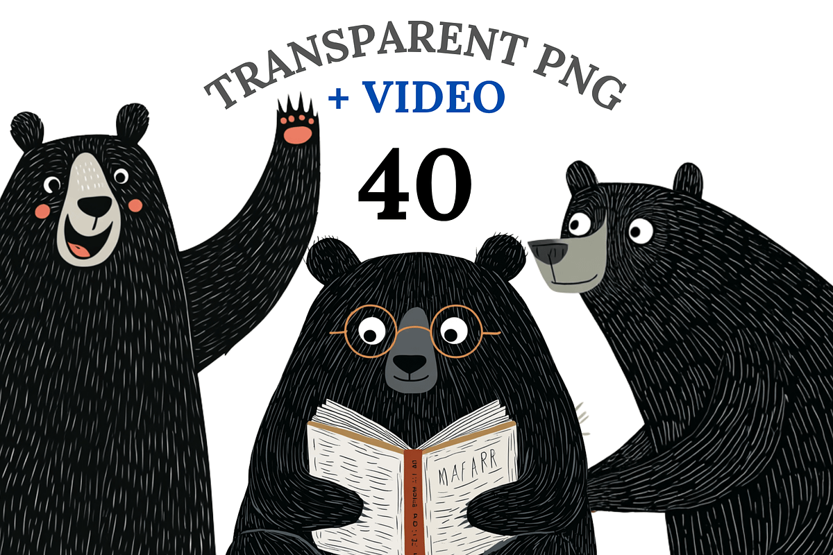 40 Black Bear Clipart, an Animal Illustration by Pati Charm Studio (Photo 1 of 8)