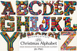 Christmas Alphabet Latter Clipart, an Illustration by DreamCafeArt