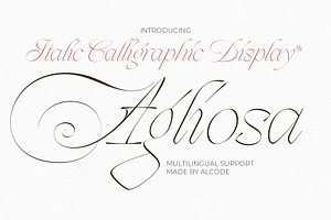 Agliosa Italic Calligraphic, a Serif Font by Alcode