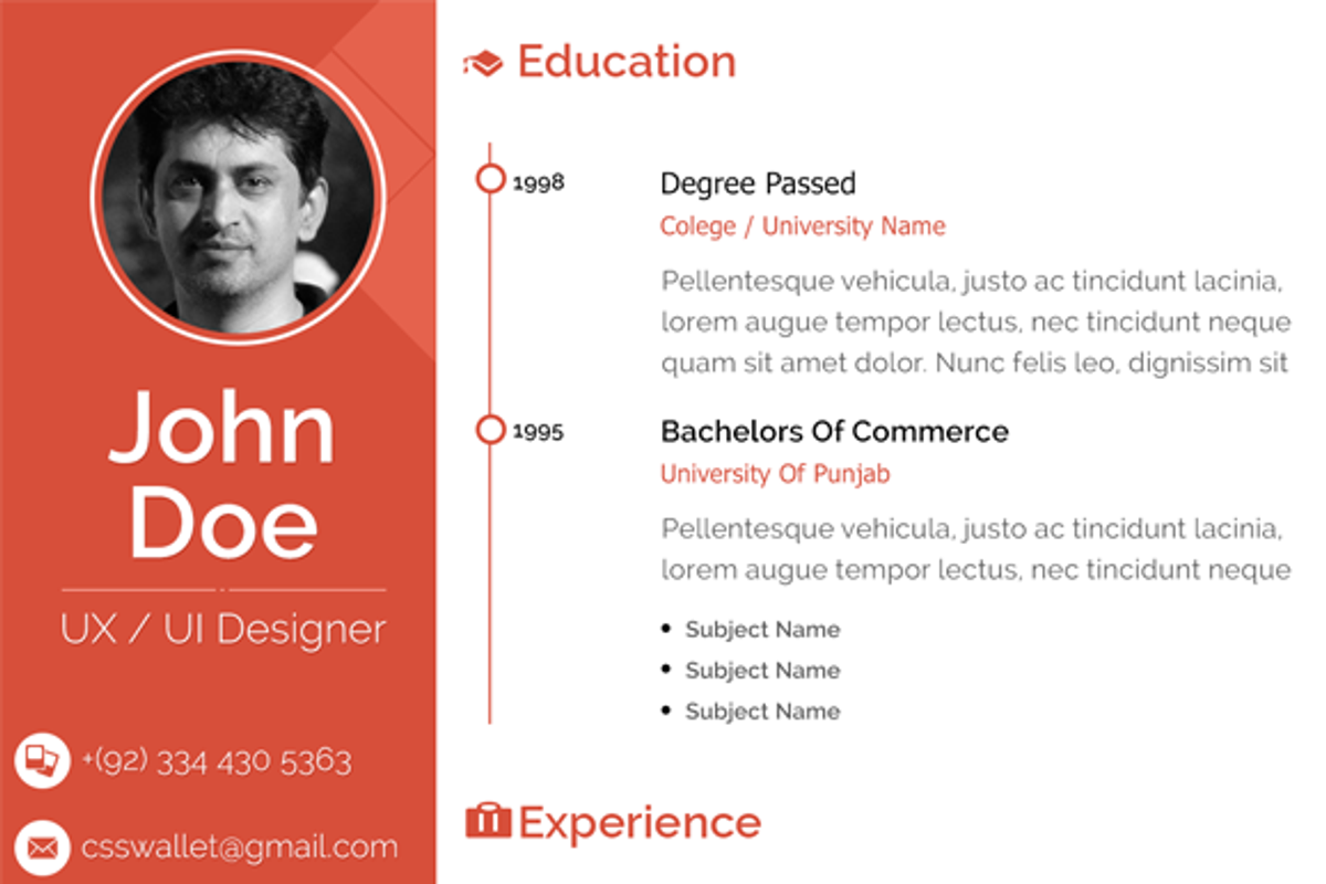Clean Resume Design, a Resume Template by BravoUX (Photo 1 of 3)