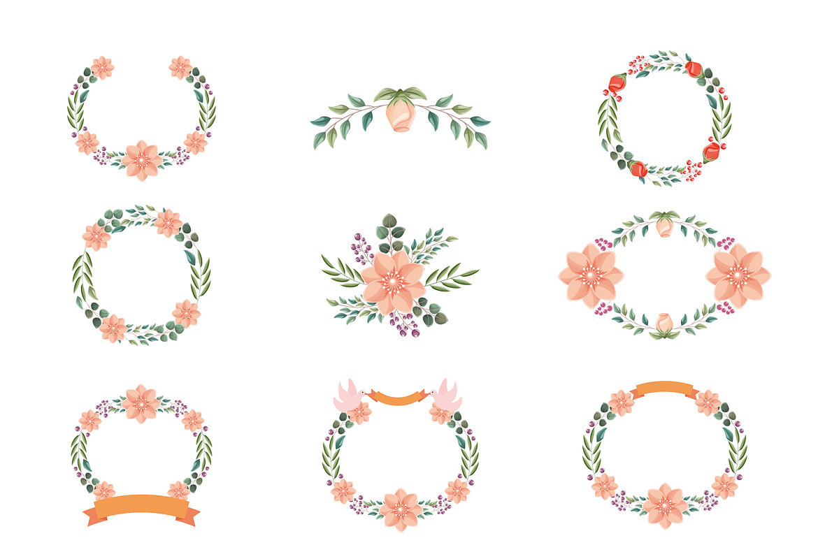 Floral Wreath Illustration Set