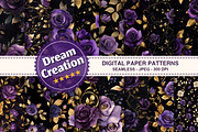 Purple & Gold Rose Digital Paper, a Texture Graphic by Dream Creation (Thumbnail 1 of 7)