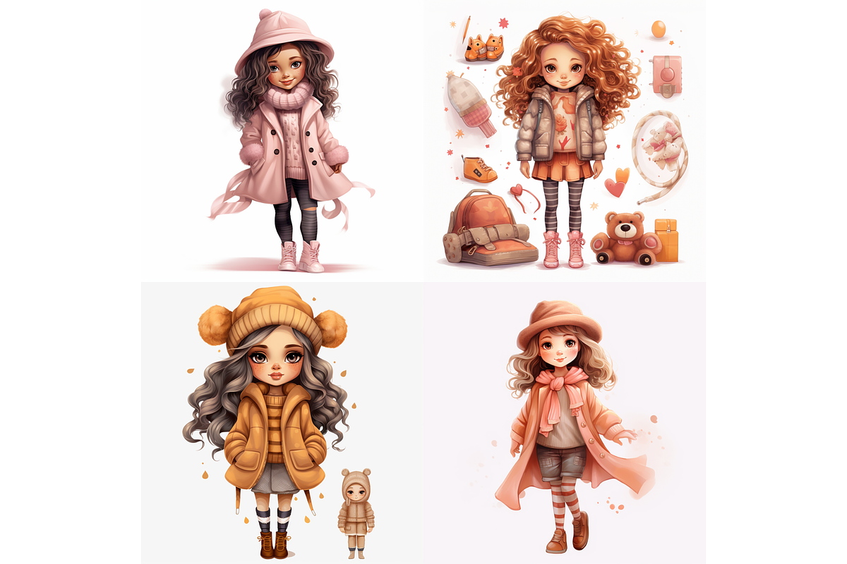 Prompt Winter Fashion Girl Clipart, a Decorative Illustration by Creative design (Photo 4 of 7)