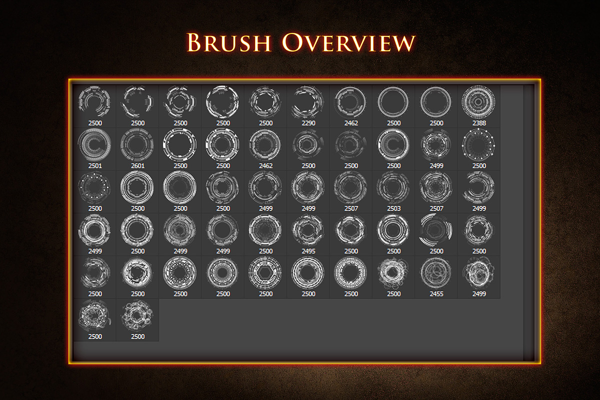 52 Complex Futuristic Circle Brushes, a Brush Add-On by xresch (Photo 2 of 15)
