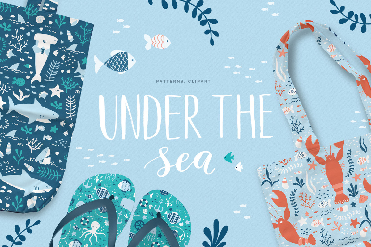 Under The Sea patterns and clipart, a Pattern Graphic by Inna Moreva (Photo 1 of 4)