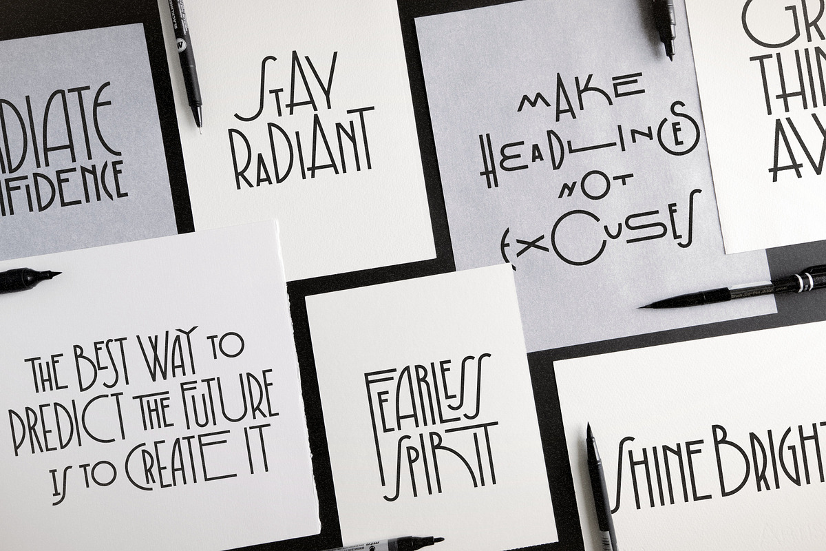 Modern Art Deco Lettering Toolkit, a Brush Add-On by Nico-Ng (Photo 3 of 11)