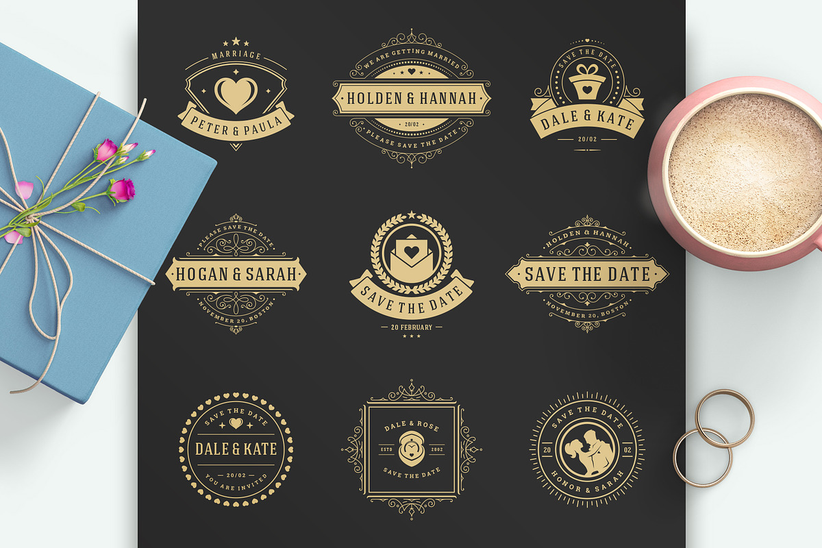 18 Wedding Logos and Badges, a Branding & Logo Template by Vasya Kobelev (Photo 2 of 14)