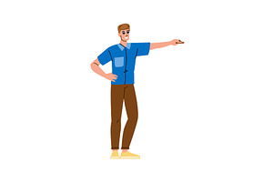 Young man pointing with index finger, a Person Illustration by pikepicture