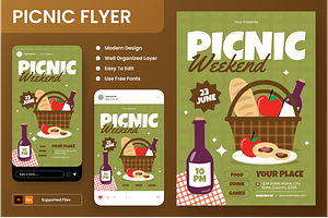 Picnic Weekend Flyer Set, a Flyer Template by Annora Studio