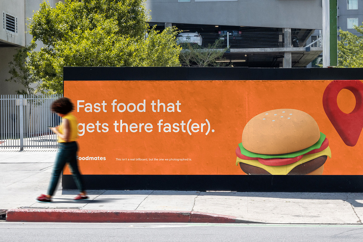 Long Sidewalk Billboard Poster Mockup PSD