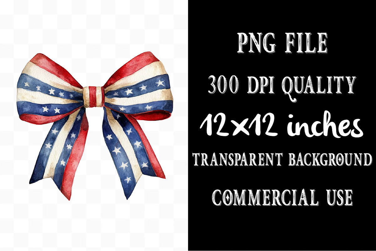 Watercolor Patriotic Bow 4th July, an Illustration by Designking (Photo 4 of 5)