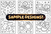 Easy Baby Shower Coloring Pages, a Seasonal Illustration by Craftsbeefy (Thumbnail 3 of 4)