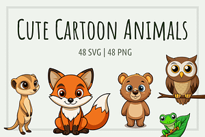 Cute Cartoon Animals SVG Cliparts, an Animal Illustration by Palleon