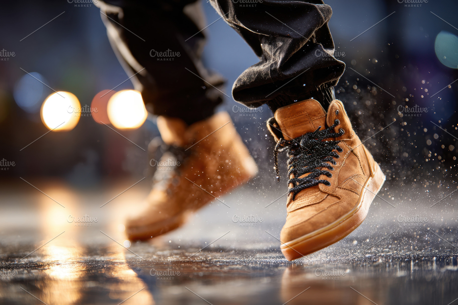 Stylish brown high-top sneakers in action, a Sports & Recreation Photo by AlyaAnd