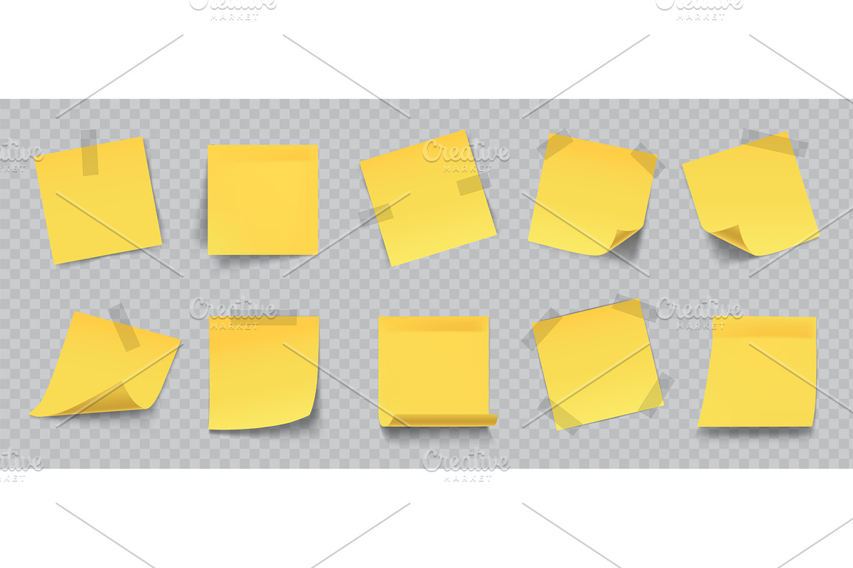 Yellow paper notes. 3D realistic, an Object Illustration by Frogella