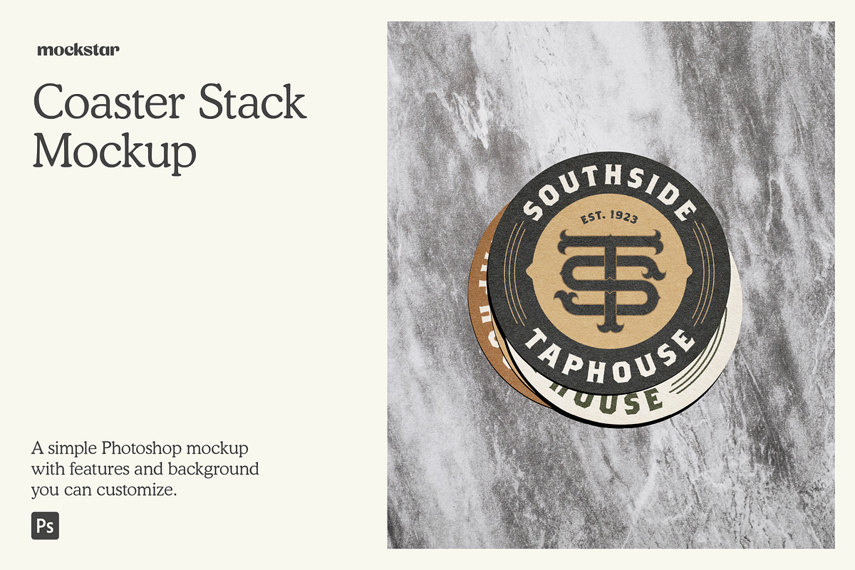 Coaster Stack mockup, a Cups & Container Mockup by mockstar (Photo 1 of 6)