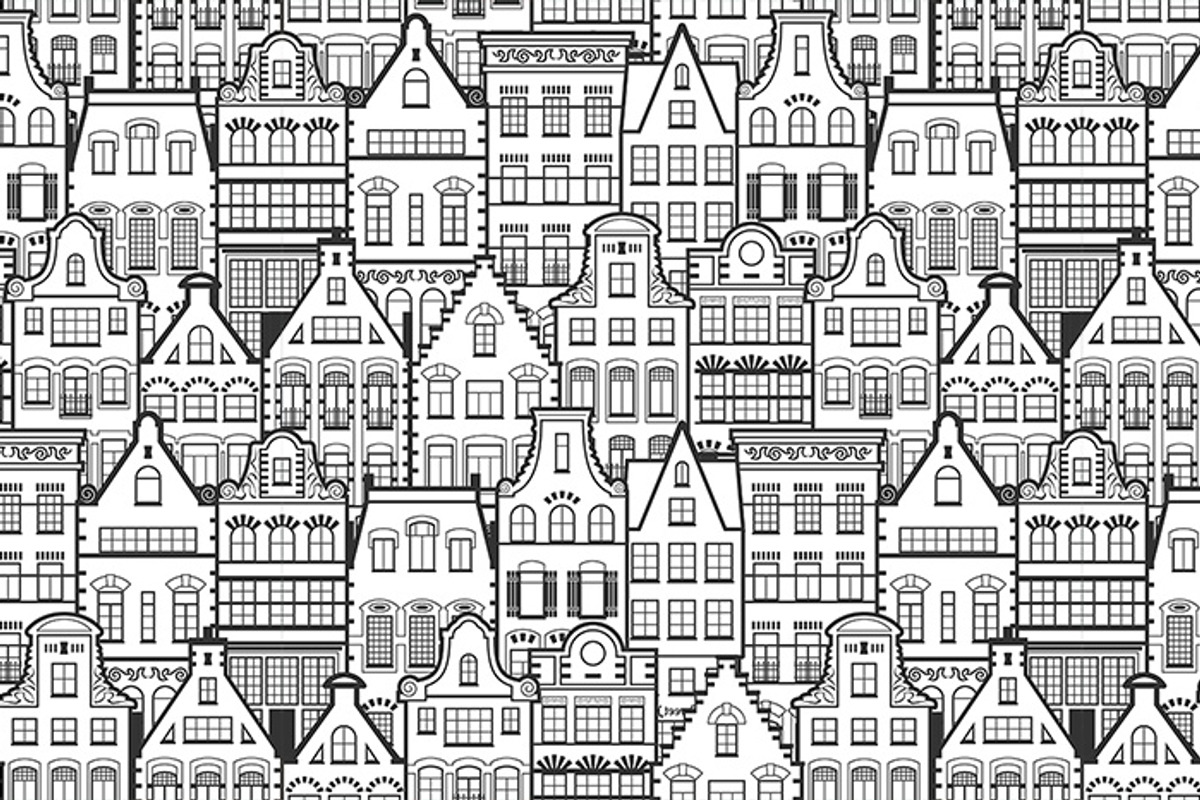 Seamless pattern of Holland houses, a Pattern Graphic by Primula`s shop (Photo 3 of 3)