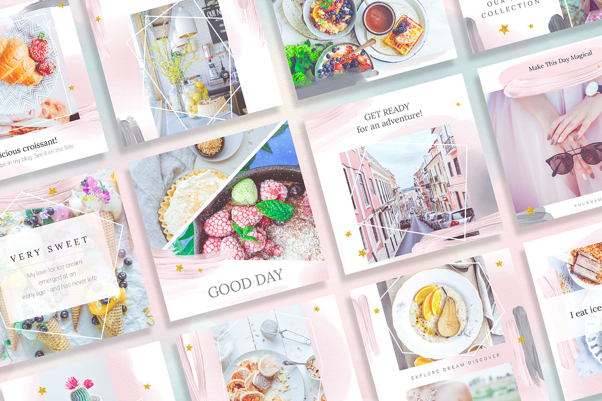 Instagram Watercolor Posts Pack, a Social Media Template by Velliniki (Photo 7 of 7)