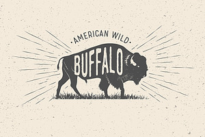 Buffalo. Vintage Vector Label
