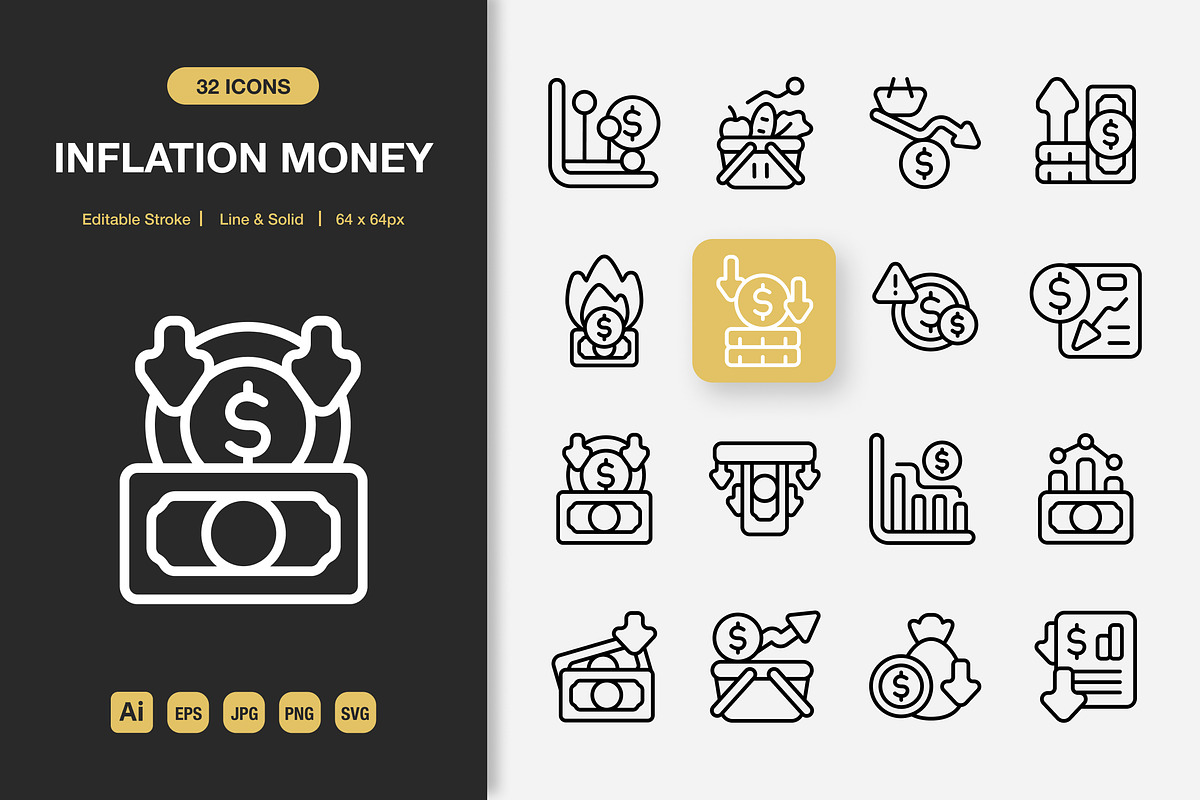 Inflation Money Icons, an Icon by Spacepixel Creative (Photo 1 of 3)