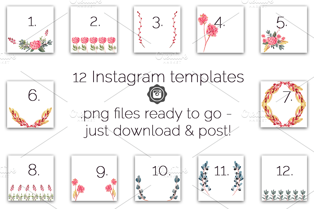 Botanical Watercolor FB/IG Bundle, a Social Media Template by Andrea Schrag Designs (Photo 5 of 5)