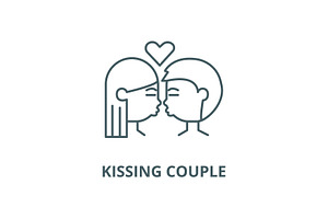 Kissing Couple Vector Line Icon