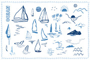 Blue coastal line art, sea clipart, an Object Graphic by Tani Kuzminka (Thumbnail 4 of 13)