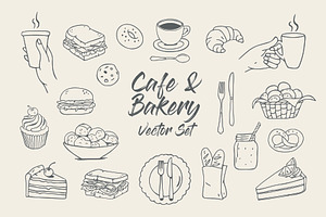 Cafe & Bakery Illustrated Icons