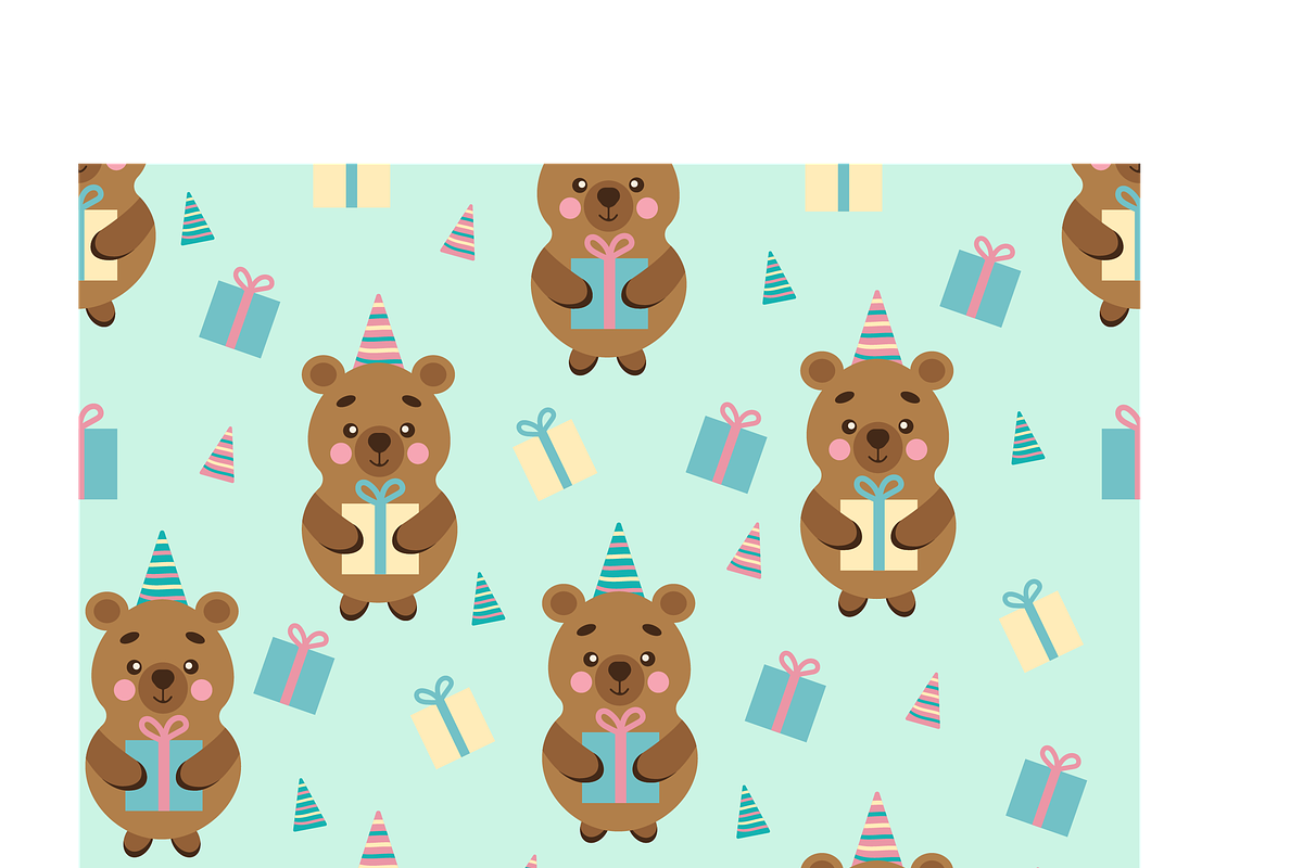 Seamless Pattern with Bears and Gift, an Animal Illustration by JYa_Design