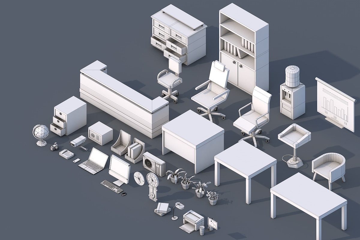 100 Low Poly Furniture Pack 4 in 1, a Furniture 3D Model by multimedia4ds (Photo 5 of 10)