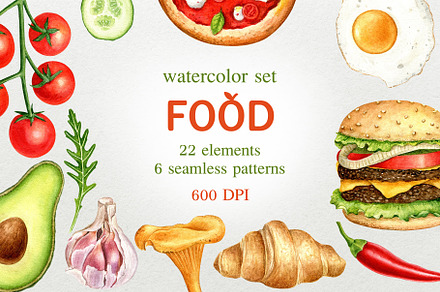 Food. Watercolor illustrations