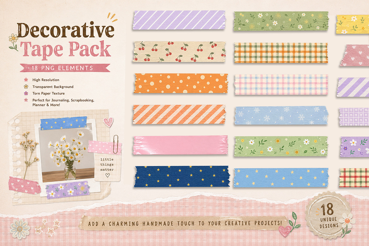 18 Decorative Tape Pack, an Object Graphic by Jiwstudio (Photo 1 of 4)
