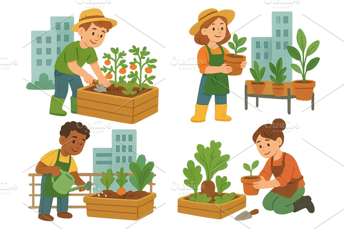 Gardening activities in urban, an Illustration by ZinetroN