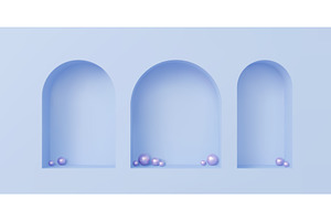 Blue wall with 3D niches, arch, a Decorative Illustration by Vector Tradition