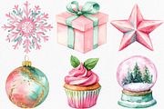 Watercolor Mint & Pink Christmas, an Illustration by Canvas Craft (Thumbnail 3 of 7)