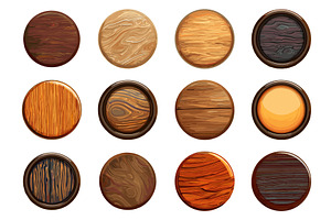 Round game app ui ux buttons. Wooden, a Texture Illustration by Valerie Bodnar