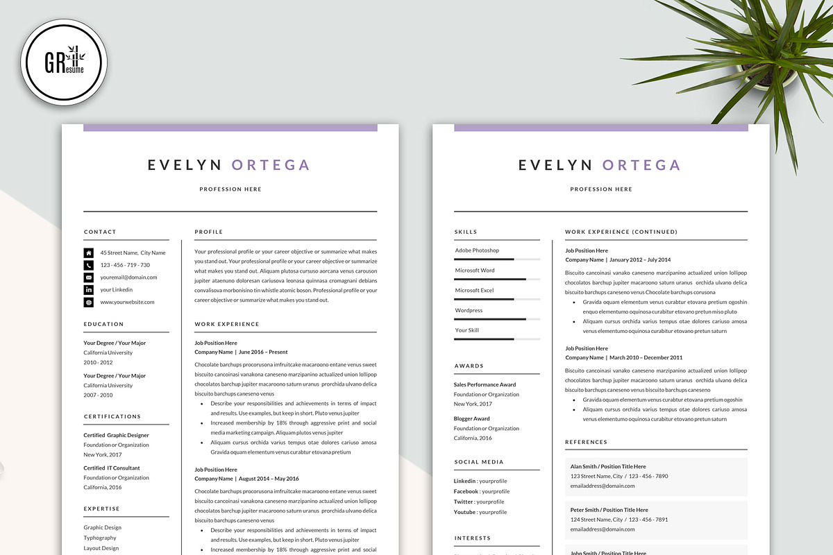 Resume Template CV for Word, a Resume Template by GResume (Photo 3 of 7)