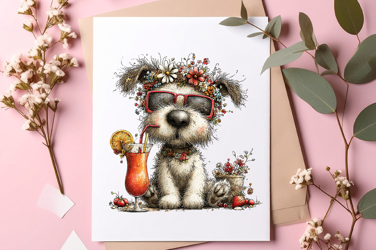 Whimsical Summer Dog Clipart, an Illustration by SinaCreation (Photo 6 of 7)