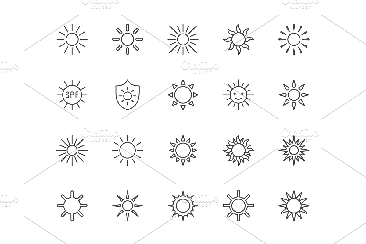Sun Line Icons, an Outline Icon by Nadiinko (Photo 2 of 2)