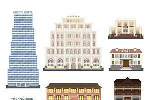 Hotel Buildings Vector Illustration