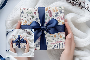 Blue Gift With Hands Mockup WR004-02