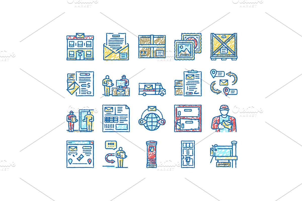 Post Office Delivery Service Icons, an Object Illustration by pikepicture
