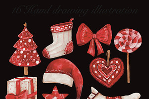 Watercolour Red Christmas Png