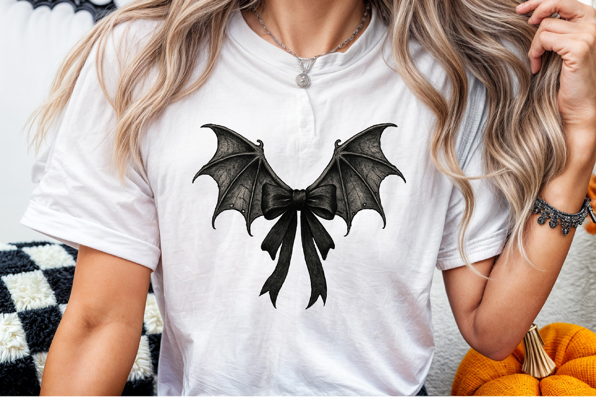 Black Coquette Bat Bow Retro Hallowe, an Illustration by Sublimation Artist (Photo 8 of 9)