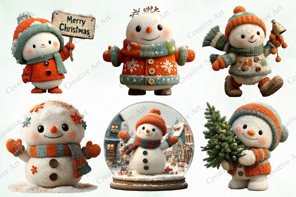 Christmas Snowman Clipart Bundle, an Illustration by Creative Art (Photo 5 of 10)