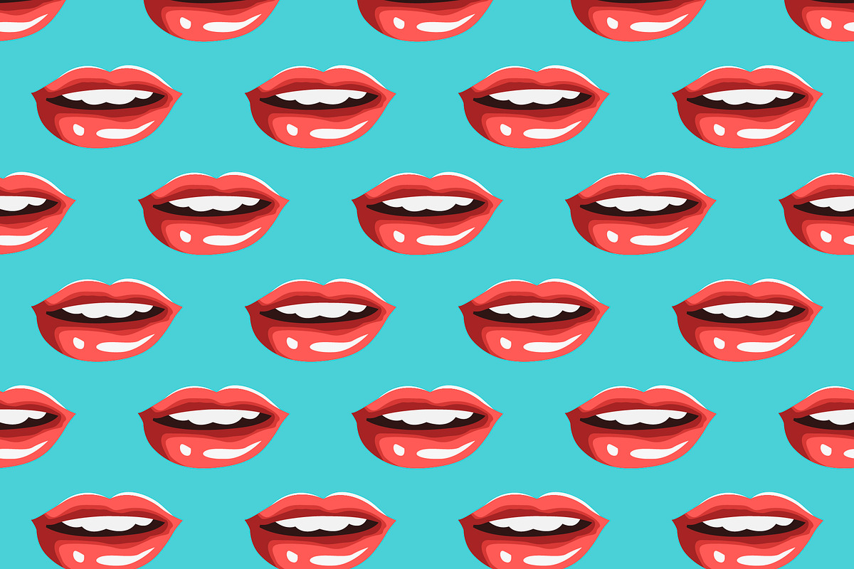Seamless pattern with red lips, a Pattern Graphic by Pavel Korso