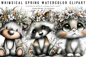 Whimsical Spring Watercolor Clipart, an Illustration by SinaCreation