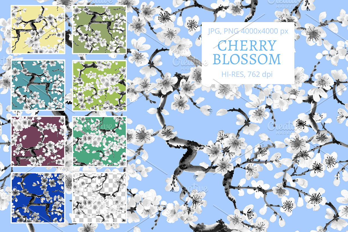 Cherry Blossom (Seamless Patterns), a Pattern Graphic by Sveta Aho (Photo 1 of 5)